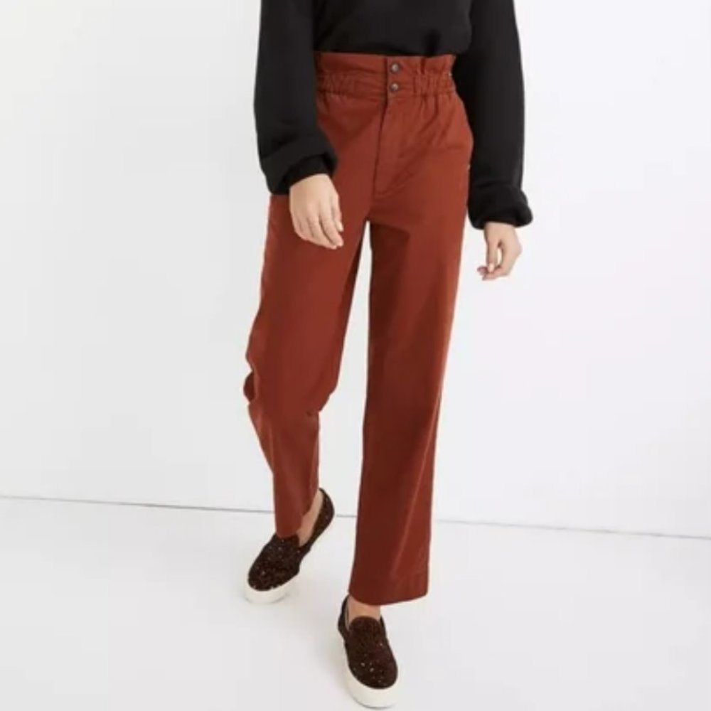 Madewell Paper Bag Waist Tapered Pants in Red size 00.